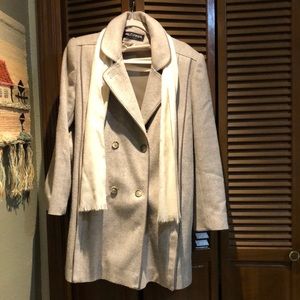Alorna Gray Herringbone Wool Blazer Coat w/scarf